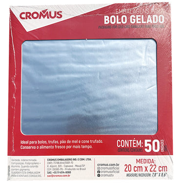 Wrapping for Bolo Gelado | Shiny Silver 20x22cm (50 Pack)